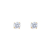 14K Yellow Gold 4mm Round CZ Solitaire Basket Stud Earrings with Screw-back 14K Yellow Gold 4mm Round CZ Solitaire Basket Stud Earrings with Screw-back