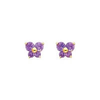 14K Yellow Gold February CZ Birthstone Butterfly Stud Earrings for Baby and Children (Amethyst, Purple) 14K Yellow Gold February CZ Birthstone Butterfly Stud Earrings for Baby and Children (Amethyst, Purple)