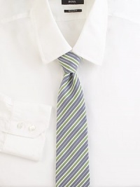 Fresh and sophisticated thick-and-thin stripes on pure Italian silk.SilkDry cleanMade in Italy