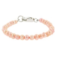 5mm Genuine Freshwater Cultured Pink Pearl Sterling Silver Beaded Infant Baby Girl Bracelet 5mm Genuine Freshwater Cultured Pink Pearl Sterling Silver Beaded Infant Baby Girl Bracelet