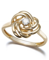The golden touch. Swirls of 14k gold surrounding a round-cut diamond (1/10 ct. t.w.) turn Wrapped in Love's™ knot-shaped ring into a timeless piece. The golden touch. Swirls of 14k gold surrounding a round-cut diamond (1/10 ct. t.w.) turn Wrapped in Love's™ knot-shaped ring into a timeless piece.