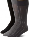 Calvin Klein Men's 3 Pack Microfiber Windowpane Socks