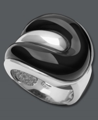 Stand out in contrasting colors. This polished statement ring highlights swirling onyx (5 mm x 25 mm) set in sterling silver. Size 7. Stand out in contrasting colors. This polished statement ring highlights swirling onyx (5 mm x 25 mm) set in sterling silver. Size 7.