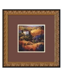 Escape to Italy. Nancy O'Toole's Evening Glow Tuscany landscape celebrates the rolling hills and red-roofed villas synonymous with the Italian countryside. An elaborately embossed goldtone frame with black trim creates a lavish, museum-ready look. Escape to Italy. Nancy O'Toole's Evening Glow Tuscany landscape celebrates the rolling hills and red-roofed villas synonymous with the Italian countryside. An elaborately embossed goldtone frame with black trim creates a lavish, museum-ready look.