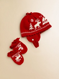 A vintage-inspired intarsia-knit moose design imbues a cozy hat-and-mitten set with classic seasonal style.Hat fastens beneath the chin with adjustable button strapPull-on mittens without thumbs and connecting stringCottonMachine washImported A vintage-inspired intarsia-knit moose design imbues a cozy hat-and-mitten set with classic seasonal style.Hat fastens beneath the chin with adjustable button strapPull-on mittens without thumbs and connecting stringCottonMachine washImported