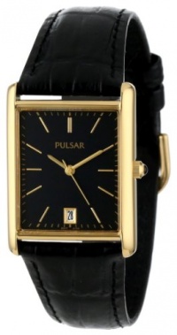 Pulsar Men's PXDA80 Gold-Tone Stainless Steel Black Leather Strap Watch Pulsar Men's PXDA80 Gold-Tone Stainless Steel Black Leather Strap Watch