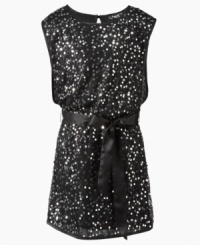 Shimmer and shake. She'll love the flowy feel and glittery look of this sequin dress from Sequin Hearts. Shimmer and shake. She'll love the flowy feel and glittery look of this sequin dress from Sequin Hearts.