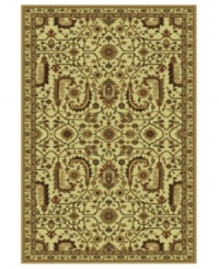 This traditionally styled rug from the St. Lawrence collection relies on timeless design to convey its stunning message. With an elaborate network of vines, blossoms and leaves woven into a tan field, the unique rug brings classic grace and elegance into your home. This traditionally styled rug from the St. Lawrence collection relies on timeless design to convey its stunning message. With an elaborate network of vines, blossoms and leaves woven into a tan field, the unique rug brings classic grace and elegance into your home.