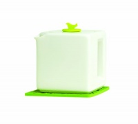 Make My Day Tea Cube Ceramic Teapot with Infuser, White with Lime Green Accent Make My Day Tea Cube Ceramic Teapot with Infuser, White with Lime Green Accent