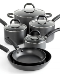 Crafted for your convenience. Hard-anodized aluminum cookware features a superior nonstick finish that promotes healthier cooking, a fast, even heat-up and a quick clean-up. Packed with all of the durable essentials the at-home gourmet chef demands. Limited lifetime warranty. Crafted for your convenience. Hard-anodized aluminum cookware features a superior nonstick finish that promotes healthier cooking, a fast, even heat-up and a quick clean-up. Packed with all of the durable essentials the at-home gourmet chef demands. Limited lifetime warranty.