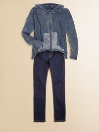An essential hoodie gets a fashionable update in a vintage wash with studded pockets and asymmetrical hem.Attached hoodLong sleevesZip-frontSplit kangaroo pocketsAsymmetrical hemViscoseHand washImported An essential hoodie gets a fashionable update in a vintage wash with studded pockets and asymmetrical hem.Attached hoodLong sleevesZip-frontSplit kangaroo pocketsAsymmetrical hemViscoseHand washImported