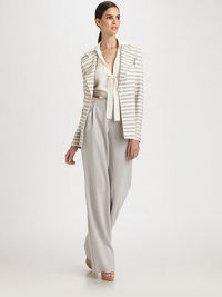 This classic wide-leg design is enhanced by a soft pleat at each pocket.Zip fly with hook-and-bar closureFront pleatsInseam, about 3563% triacetate/37% polyesterDry cleanMade in USA of imported fabricModel shown is 5'11 (180cm) wearing US size 4. This classic wide-leg design is enhanced by a soft pleat at each pocket.Zip fly with hook-and-bar closureFront pleatsInseam, about 3563% triacetate/37% polyesterDry cleanMade in USA of imported fabricModel shown is 5'11 (180cm) wearing US size 4.