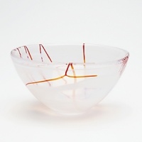 Each unique, this artistic bowl, designed by Anna Ehrner features swirling lines and veils of color. Each unique, this artistic bowl, designed by Anna Ehrner features swirling lines and veils of color.