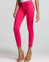 Fashioned in an eye-popping hue, these AG Adriano Goldschmied skinny jeans make a bold statement from the waist down.