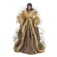 Kurt Adler 16-Inch African American Angel in Brown and Gold Treetop Home Décor Kurt Adler 16-Inch African American Angel in Brown and Gold Treetop Home Décor