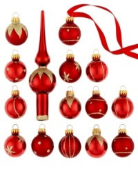 Stick to a theme of true elegance with burgundy-red Christmas ornaments from Kurt Adler. Glass with a matte or shiny finish is striped and spotted with gold glitter for a tree that's entirely timeless. Stick to a theme of true elegance with burgundy-red Christmas ornaments from Kurt Adler. Glass with a matte or shiny finish is striped and spotted with gold glitter for a tree that's entirely timeless.