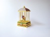 Parrot Love Birds in Cage Box Swarovski Crystals 24K Gold Trinket Pill Box FR...