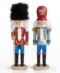 Attention! The soldier nutcrackers from Kurt Adler stand tall and proud, clad in uniforms that shimmer like the season in bright red and starry blue. Attention! The soldier nutcrackers from Kurt Adler stand tall and proud, clad in uniforms that shimmer like the season in bright red and starry blue.