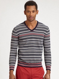 EXCLUSIVELY OURS. A timeless classic, magnificently striped in a sumptuous, cotton jersey knit.V-neckRibbed collar, cuffs and hemCottonMachine washImported EXCLUSIVELY OURS. A timeless classic, magnificently striped in a sumptuous, cotton jersey knit.V-neckRibbed collar, cuffs and hemCottonMachine washImported