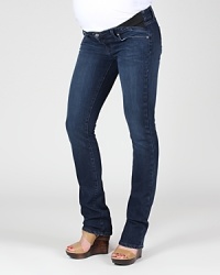 Elastic inserts offer maximum stretch on these ultra-sleek Paige Maternity straight-leg jeans. Elastic inserts offer maximum stretch on these ultra-sleek Paige Maternity straight-leg jeans.
