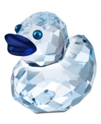 Swarovksi's blue-billed Cheerful Zoe duck stands out in faceted lavender crystal with metallic eyes that bring new light to the Happy Ducks flock of figurines.
