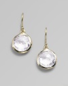 From the Lollipop Collection. Faceted clear quartz drops catch and reflect the light brilliantly within settings of 18k yellow gold. Clear quartz 18k yellow gold Drop, about 1 Diameter, about ½ Ear wire Imported