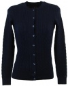 Tommy Hilfiger Womens Cable Knit Cardigan Sweater - XS - Navy