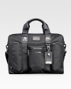A slim design tailor-made for easygoing professionals in signature ballistic nylon with interior organization and plenty of room for papers and files. Zip closure Top handles Adjustable shoulder strap Exterior zip pockets Interior zip, slip pockets Nylon with leather accents 16W X 12H X 5D Imported 