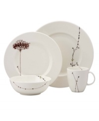 A flourish of thistles and starkly elegant vines add natural charm to this place setting. The perfect dinnerware collection for everyday to formal dining, Flourish place settings go easily from oven to table to dishwasher.