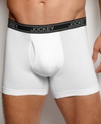 Mens cotton boxer brief by Jockey is constructed with a little elasticity to keep them in place. Mens cotton boxer brief by Jockey is constructed with a little elasticity to keep them in place.