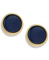 A rhapsody in blue. Kenneth Cole New York's stud earrings feature mesmerizing round blue stones. Set in gold tone mixed metal. Approximate diameter: 3/8 inch.