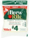 Brew Rite #4 Cone Coffee Filters, White Paper, 100-Count Bags (Pack of 8)