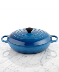 Make even more-this versatile braiser prepares tender and moist meals by breaking down & tenderizing meats. The large, classic shape is your go-to for whipping up dishes that leave you with leftovers or inviting friends and family over for a feast. Crafted of enameled cast iron, this piece distributes heat evenly and slowly and goes from oven to table with ease. Lifetime warranty. Make even more-this versatile braiser prepares tender and moist meals by breaking down & tenderizing meats. The large, classic shape is your go-to for whipping up dishes that leave you with leftovers or inviting friends and family over for a feast. Crafted of enameled cast iron, this piece distributes heat evenly and slowly and goes from oven to table with ease. Lifetime warranty.