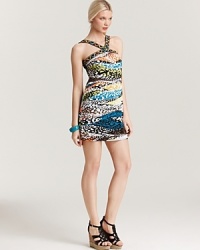 Splashed with an eye-catching print, this BCBGMAXAZRIA dress makes a colorful impact for the new season. Splashed with an eye-catching print, this BCBGMAXAZRIA dress makes a colorful impact for the new season.