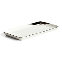 This large sushi tray glows with a hand-painted bright platinum design to create a contemporary classic on your table that will complement your dining experience throughout a lifetime of shifting trends and evolving fashions. This large sushi tray glows with a hand-painted bright platinum design to create a contemporary classic on your table that will complement your dining experience throughout a lifetime of shifting trends and evolving fashions.