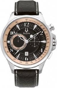 Bulova #96B141 Men's Stainless Steel Leather Strap Adventurer Chronograph Watch Bulova #96B141 Men's Stainless Steel Leather Strap Adventurer Chronograph Watch