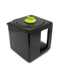 Make My Day Tea Cube Ceramic Teapot with Infuser, Black with Lime Green Accent Make My Day Tea Cube Ceramic Teapot with Infuser, Black with Lime Green Accent
