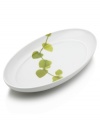 Forever spring. Bright new leaves plucked just for your table drape this oval vegetable bowl for a fresh, modern look. From Mikasa dinnerware, the dishes of this Daylight set are durable and stylish in white porcelain with a uniquely sloped rim and raised interior.