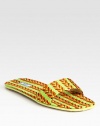 EXCLUSIVELY AT SAKS. Classic single strap twill slippers in Chevron print. Chevron twill upperChevron twill liningLeather solePadded insoleMade in Italy