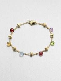 From the Paradise Collection. A colorful blend of semi-precious stones on a delicate link chain with hand-engraved, 18k gold stations. May include amethyst, light amethyst, green amethyst, iolite, garnet, green garnet, orange garnet, tourmalines, citrine, lemon citrine, peridot, pink quartz, smoky quartz and topaz/li 18k goldLength, about 7Lobster clasp closureMade in Italy From the Paradise Collection. A colorful blend of semi-precious stones on a delicate link chain with hand-engraved, 18k gold stations. May include amethyst, light amethyst, green amethyst, iolite, garnet, green garnet, orange garnet, tourmalines, citrine, lemon citrine, peridot, pink quartz, smoky quartz and topaz/li 18k goldLength, about 7Lobster clasp closureMade in Italy