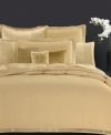 Elegant simplicity best describes Donna Karan's Modern Classics Gold Leaf full/queen duvet cover, which features a silk trim and button closures.