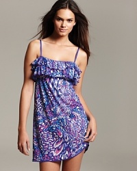 A vibrant swirl of color and ruffle trim create an irresistible nightie from OnGossamer. A vibrant swirl of color and ruffle trim create an irresistible nightie from OnGossamer.