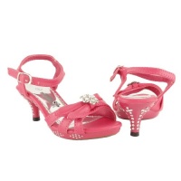Girls' Evening High Heel Dress Sandals w/ Rhinestone Strappy and Flower Leaf FUCHSIA , 12 Girls' Evening High Heel Dress Sandals w/ Rhinestone Strappy and Flower Leaf FUCHSIA , 12
