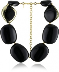 Kenneth Jay Lane Black and Gold Leaf Pebble Necklace Kenneth Jay Lane Black and Gold Leaf Pebble Necklace