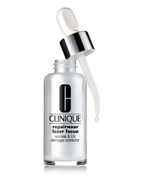 Potent serum gives every skin a second chance against lines, wrinkles, sun damage. In 4 weeks, see obvious reduction in lines, wrinkles, improved texture. At 12 weeks, the visible wrinkle-reducing power is remarkably close to a dermatological laser procedure. 63%, to be exact. Different commitment, different results. And yet impressive results guaranteed. Apply 3 to 4 drops twice a day to face and around eyes. For all Skin Types. Partner with any of Clinique's de-aging solutions: For increased prevention against the effects of stress, sun and pollution, an Superdefense SPF 25 and Super Rescue. For intense visible repair, add Youth Surge SPF 15 and Youth Surge Night. For visible lifting and firming, add Zero Gravity Repairwear Lift Repairwear Lift 15 and Repairwear Lift Night Potent serum gives every skin a second chance against lines, wrinkles, sun damage. In 4 weeks, see obvious reduction in lines, wrinkles, improved texture. At 12 weeks, the visible wrinkle-reducing power is remarkably close to a dermatological laser procedure. 63%, to be exact. Different commitment, different results. And yet impressive results guaranteed. Apply 3 to 4 drops twice a day to face and around eyes. For all Skin Types. Partner with any of Clinique's de-aging solutions: For increased prevention against the effects of stress, sun and pollution, an Superdefense SPF 25 and Super Rescue. For intense visible repair, add Youth Surge SPF 15 and Youth Surge Night. For visible lifting and firming, add Zero Gravity Repairwear Lift Repairwear Lift 15 and Repairwear Lift Night