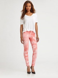Ultra-sleek stretch denim updated in a chic tie-dye print.THE FITSkinny fitRise, about 8Inseam, about 30THE DETAILSZip flyFive-pocket style98% cotton/2% Lycra®Dry cleanMade in USA of imported fabricModel shown is 5'11 (180cm) wearing US size 4. Ultra-sleek stretch denim updated in a chic tie-dye print.THE FITSkinny fitRise, about 8Inseam, about 30THE DETAILSZip flyFive-pocket style98% cotton/2% Lycra®Dry cleanMade in USA of imported fabricModel shown is 5'11 (180cm) wearing US size 4.