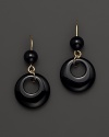 Gleaming onyx circles, accented with 14K yellow gold.