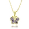 Lily Nily 18k Gold Overlay Children's Purple Enamel Butterfly Pendant Necklace