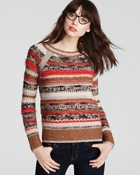 Channel chalet chic in a knit Juicy Couture pullover featuring a modern mix of prints, textures and tones for the ultimate style mix. Channel chalet chic in a knit Juicy Couture pullover featuring a modern mix of prints, textures and tones for the ultimate style mix.