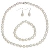 Genuine Freshwater White Pearl Necklace Bracelet & Earring Set